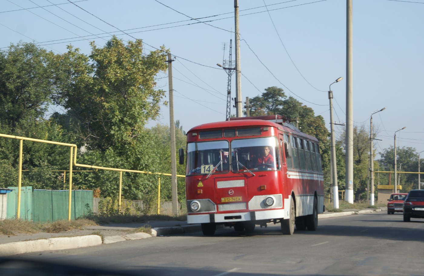 ЛиАЗ-677М №012-74ЕА на маршруті 14. Донецька область, Горлівка